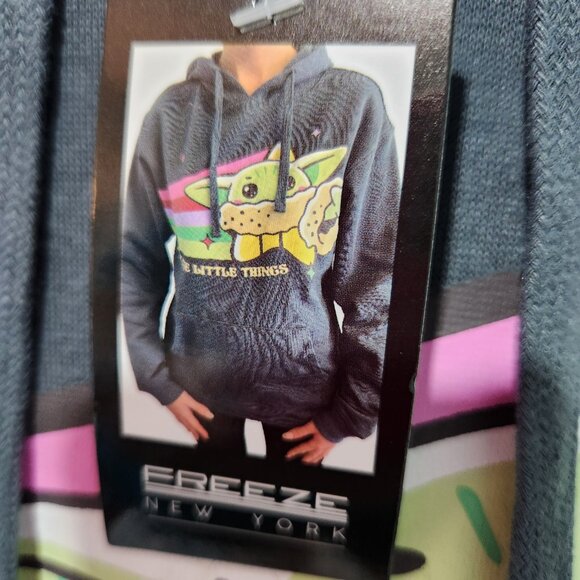 FREEZE NEW YORK NEW Women's Star Wars Baby Yoda Rainbow Gray Hoodie Medium - Picture 2 of 5